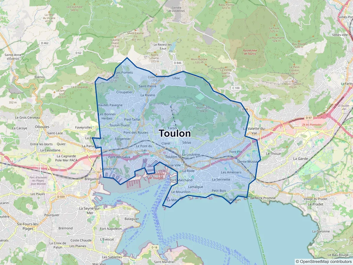 Carte de Toulon (Var)