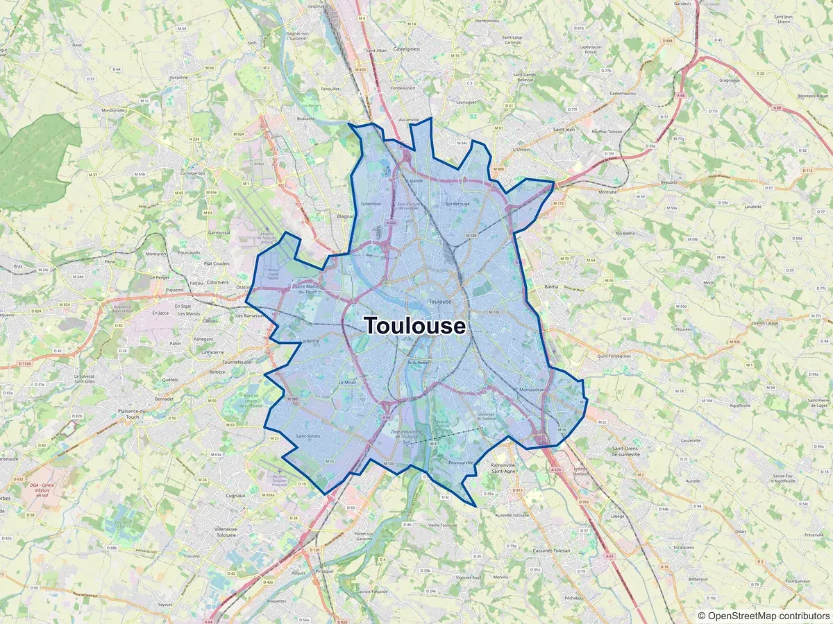 Carte de Toulouse (Haute-Garonne)
