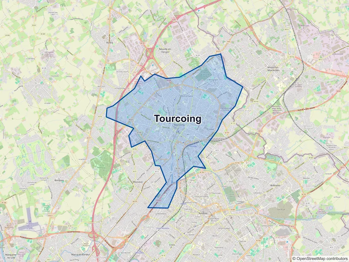 Carte de Tourcoing (Nord)