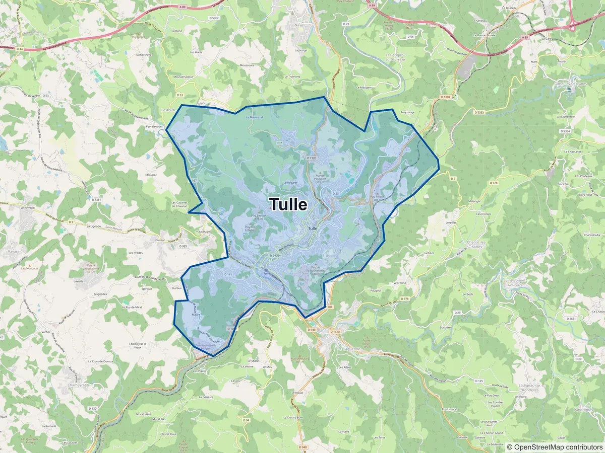 Carte de Tulle (Corrèze)