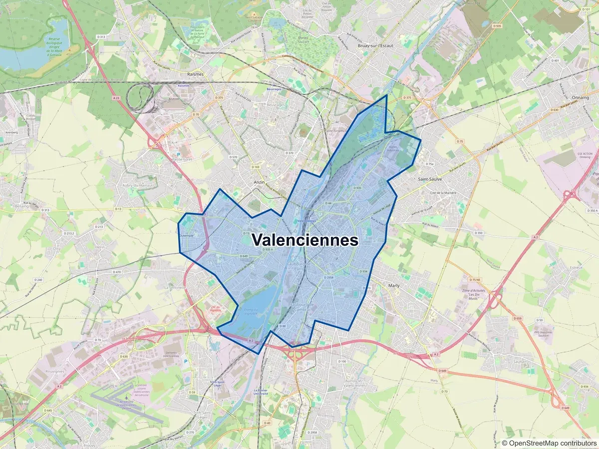 Carte de Valenciennes (Nord)
