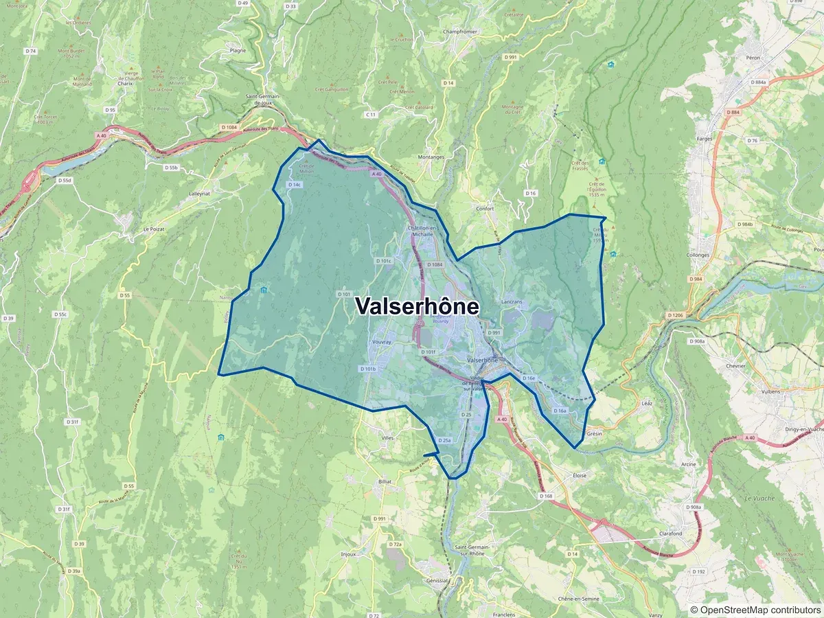 Carte de Valserhône (Ain)