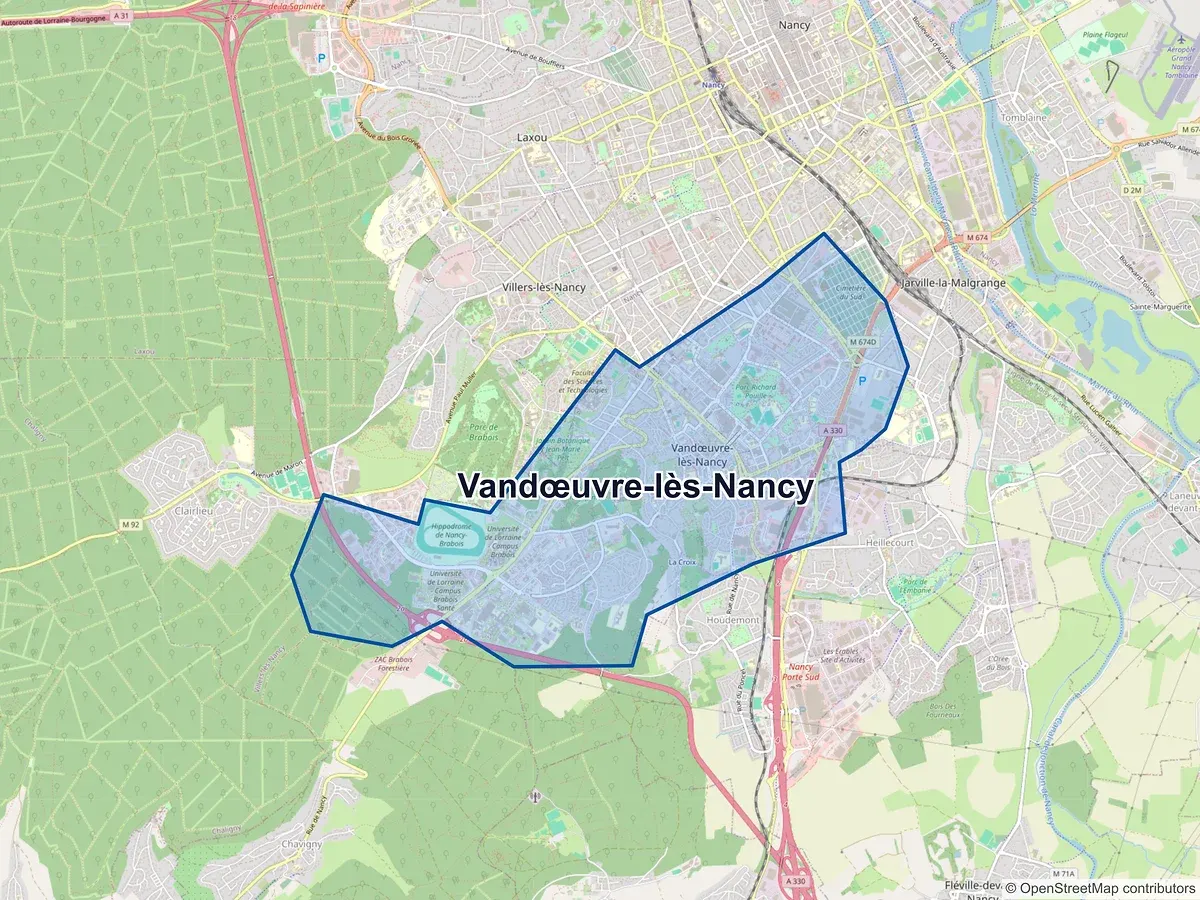 Carte de Vandœuvre-lès-Nancy (Meurthe-et-Moselle)