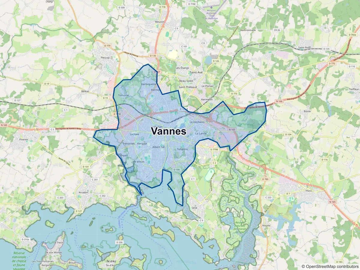 Carte de Vannes (Morbihan)