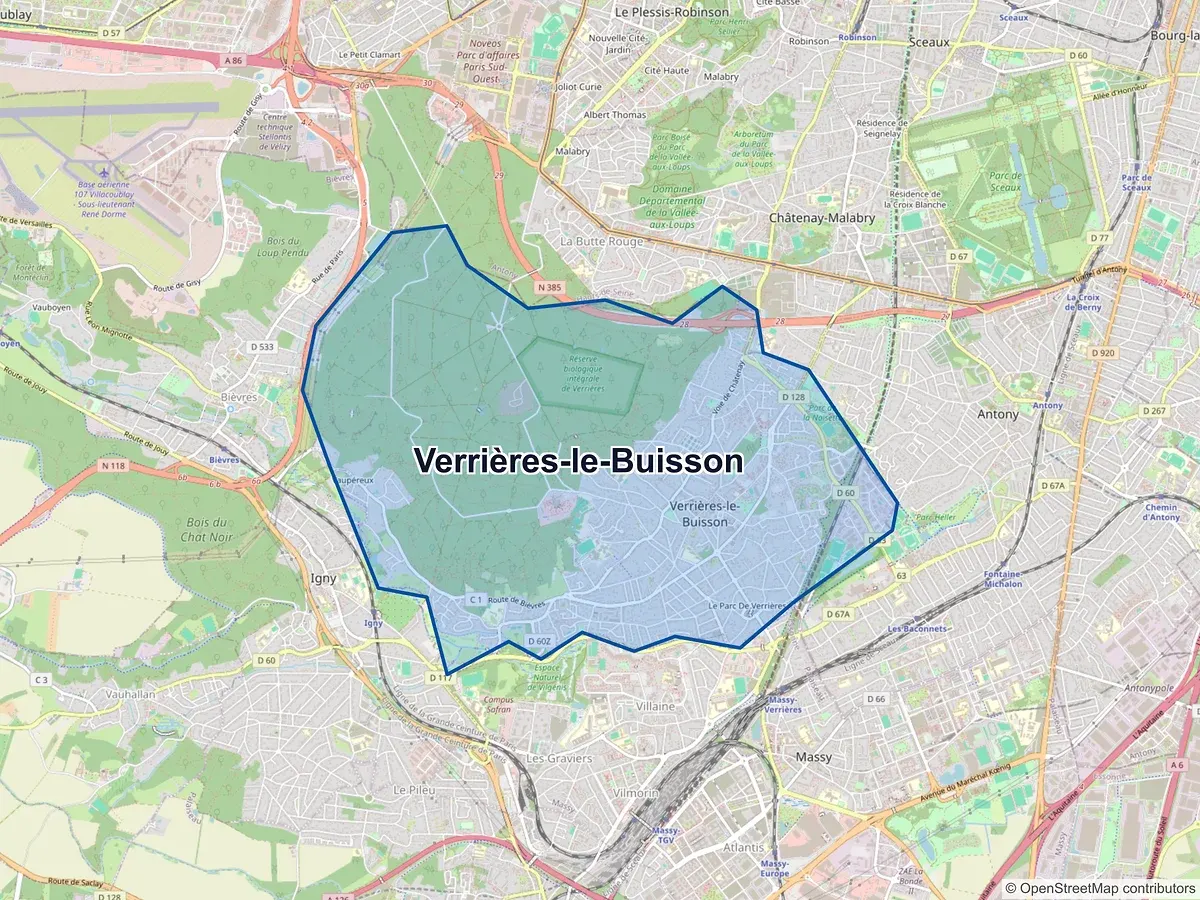 Carte de Verrières-le-Buisson (Essonne)