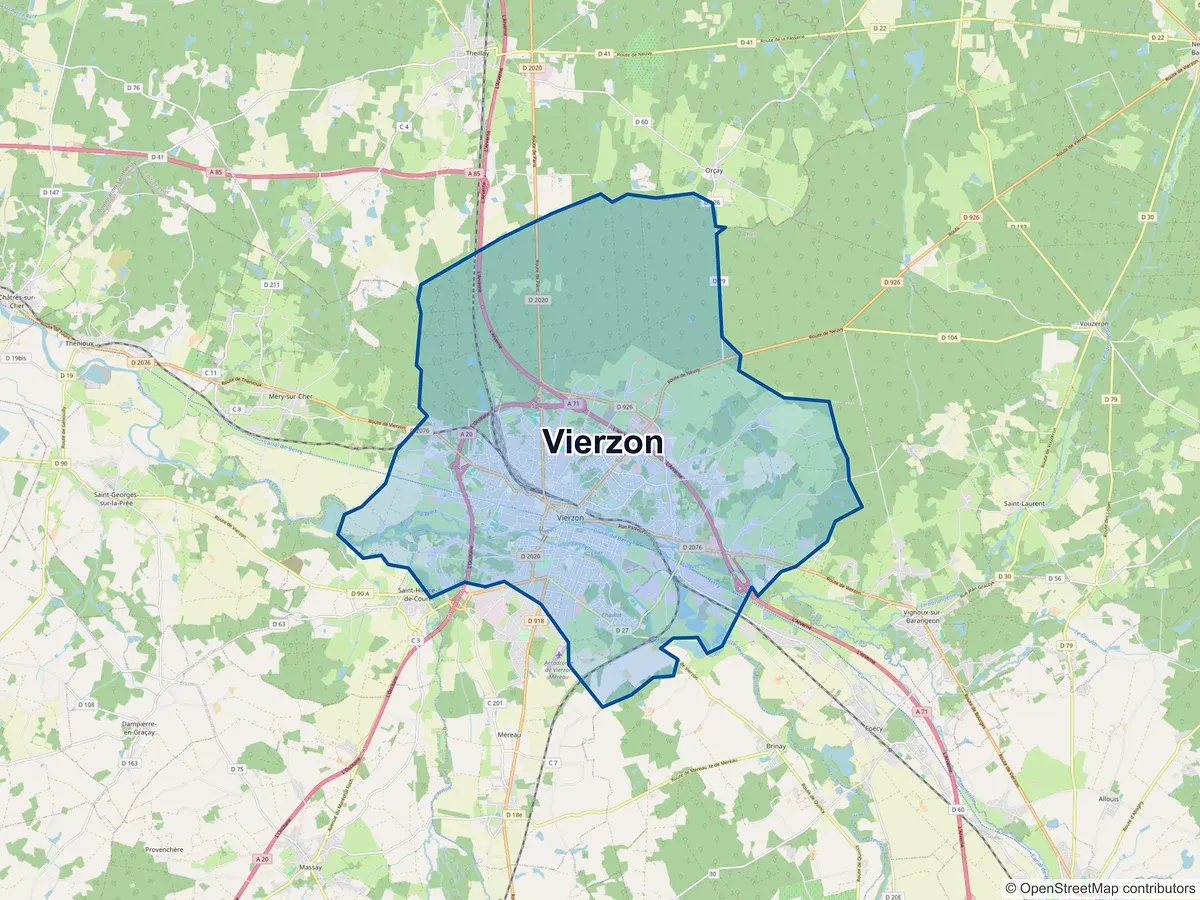 Carte de Vierzon (Cher)