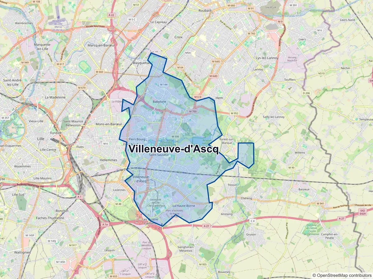 Carte de Villeneuve-d'Ascq (Nord)