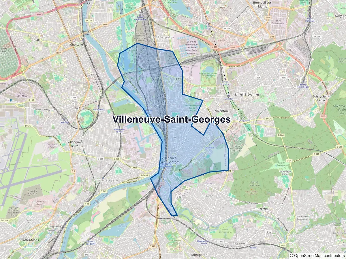 Carte de Villeneuve-Saint-Georges (Val-de-Marne)