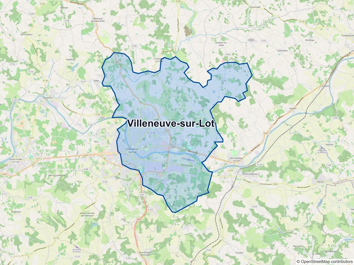 Carte de Villeneuve-sur-Lot (Lot-et-Garonne)