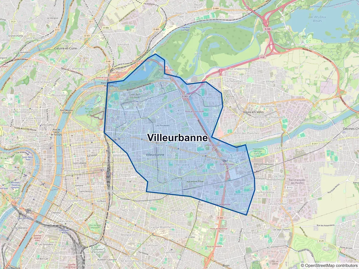 Carte de Villeurbanne (Rhône)