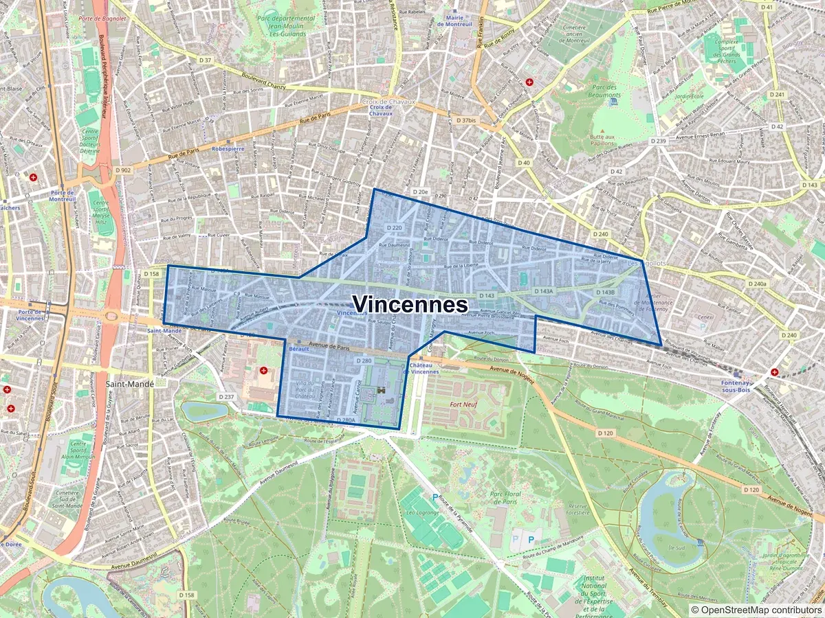 Carte de Vincennes (Val-de-Marne)