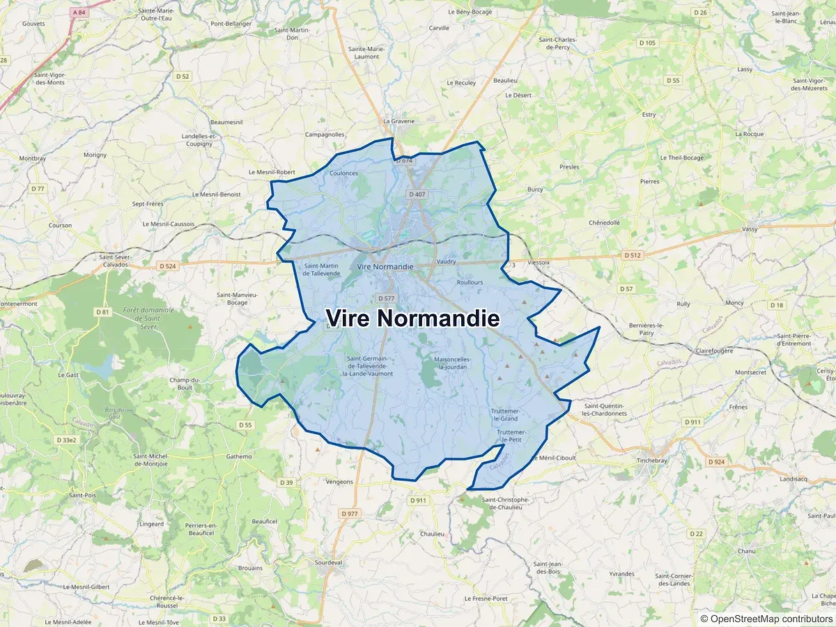 Carte de Vire Normandie (Calvados)