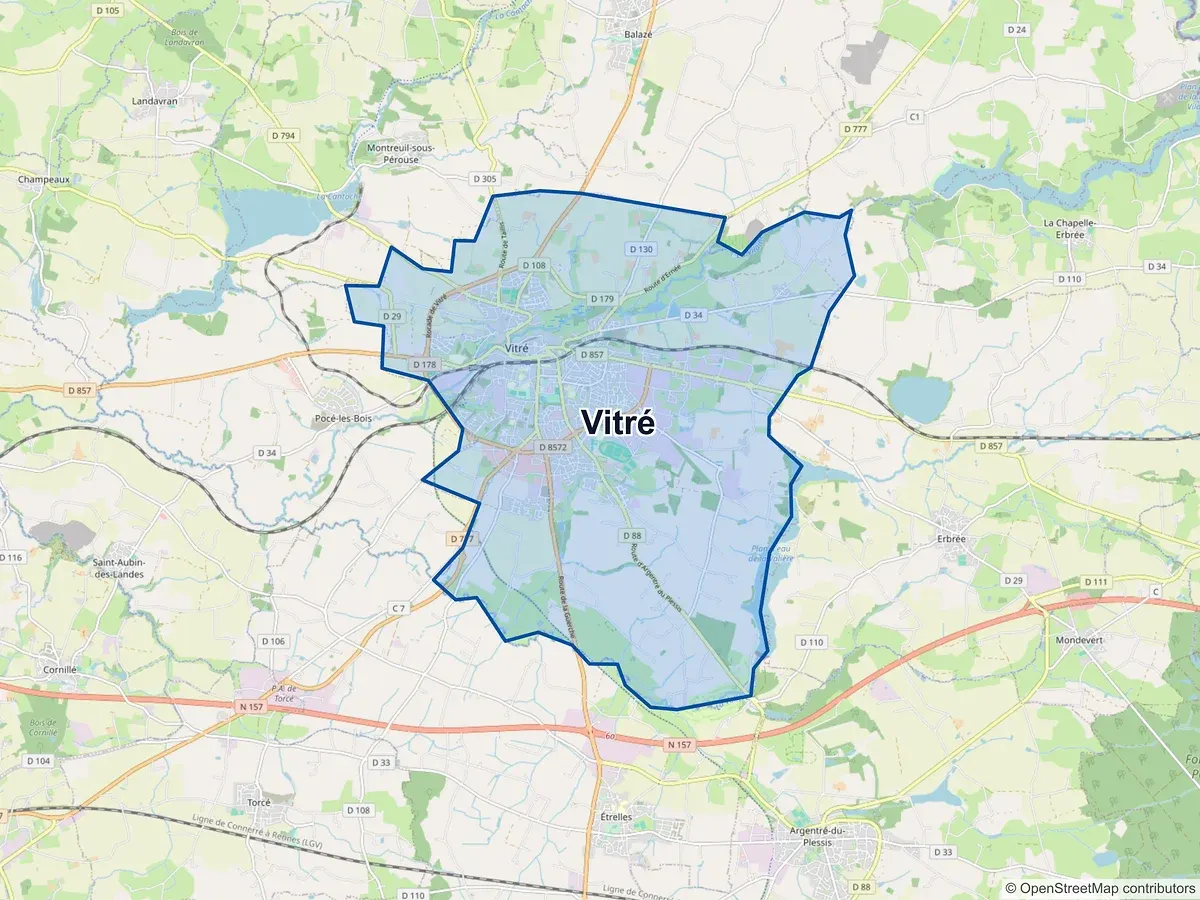 Carte de Vitré (Ille-et-Vilaine)