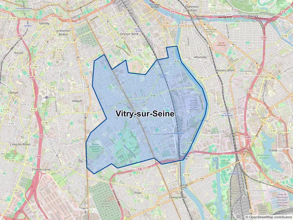 Carte de Vitry-sur-Seine (Val-de-Marne)