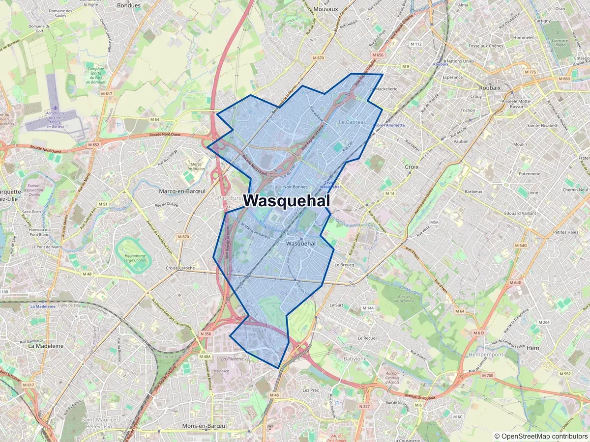 Carte de Wasquehal (Nord)