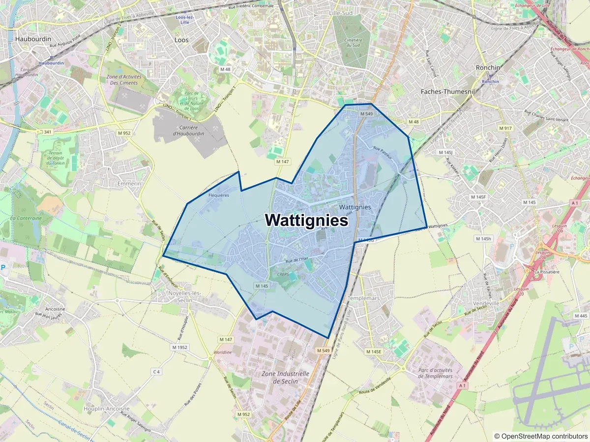 Carte de Wattignies (Nord)