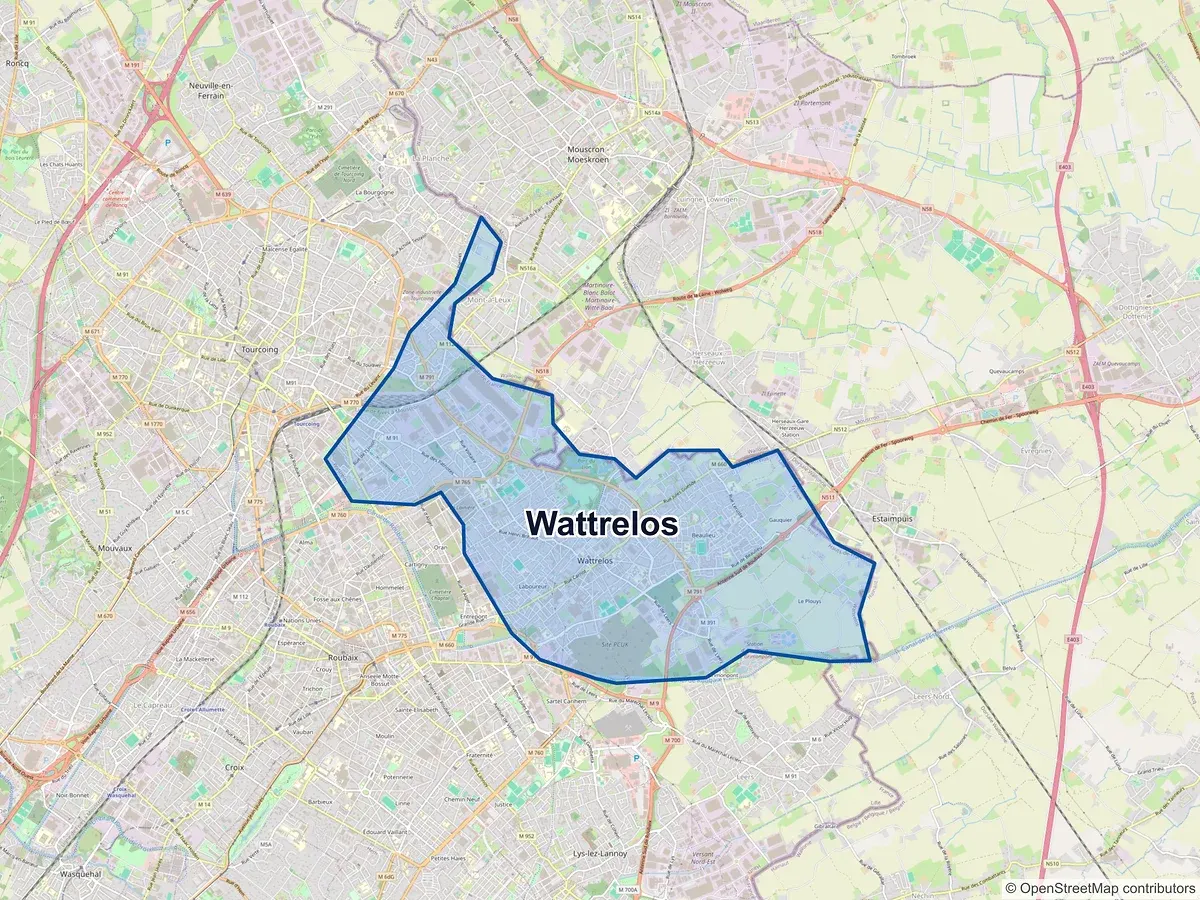 Carte de Wattrelos (Nord)