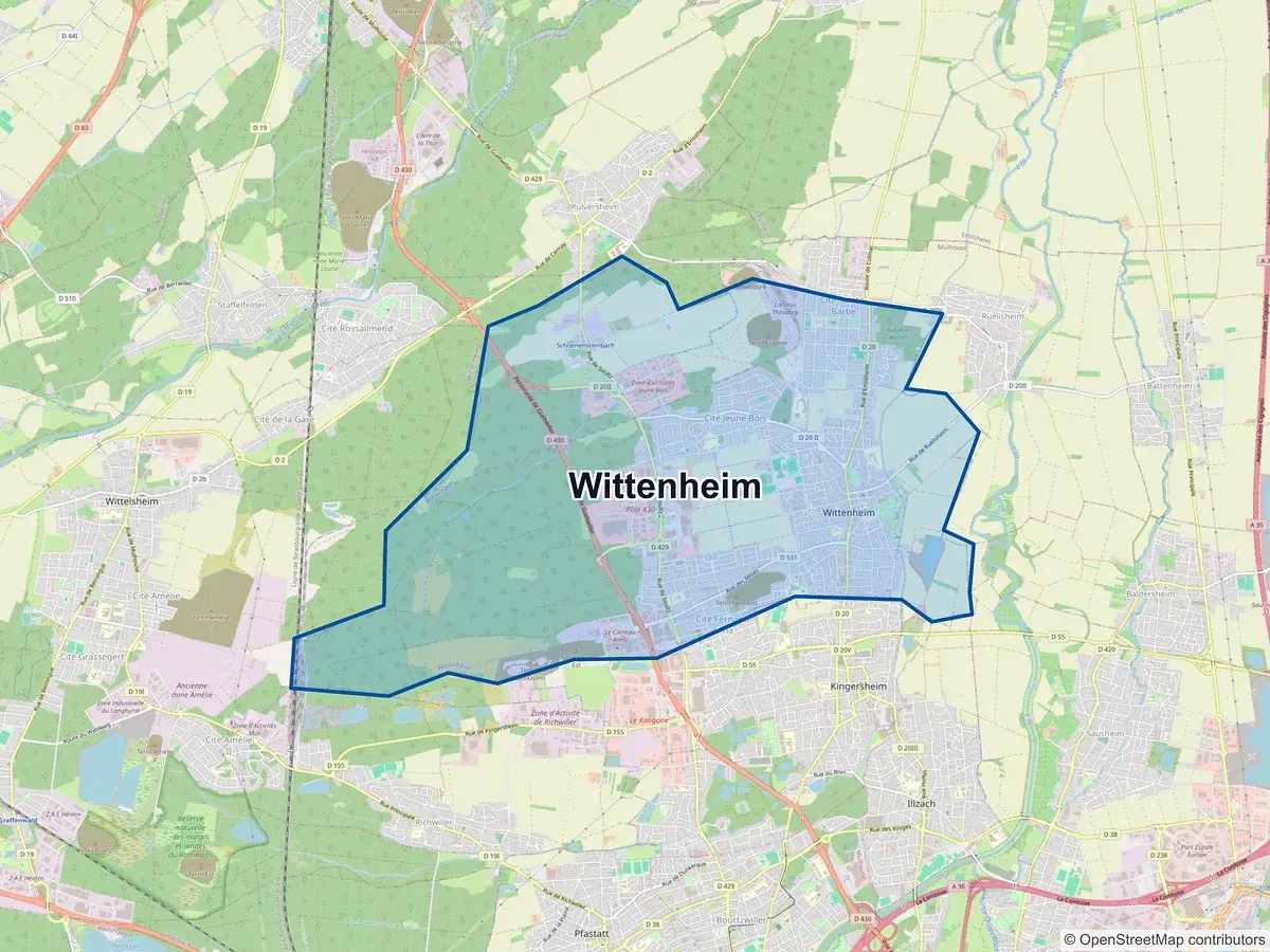 Carte de Wittenheim (Haut-Rhin)