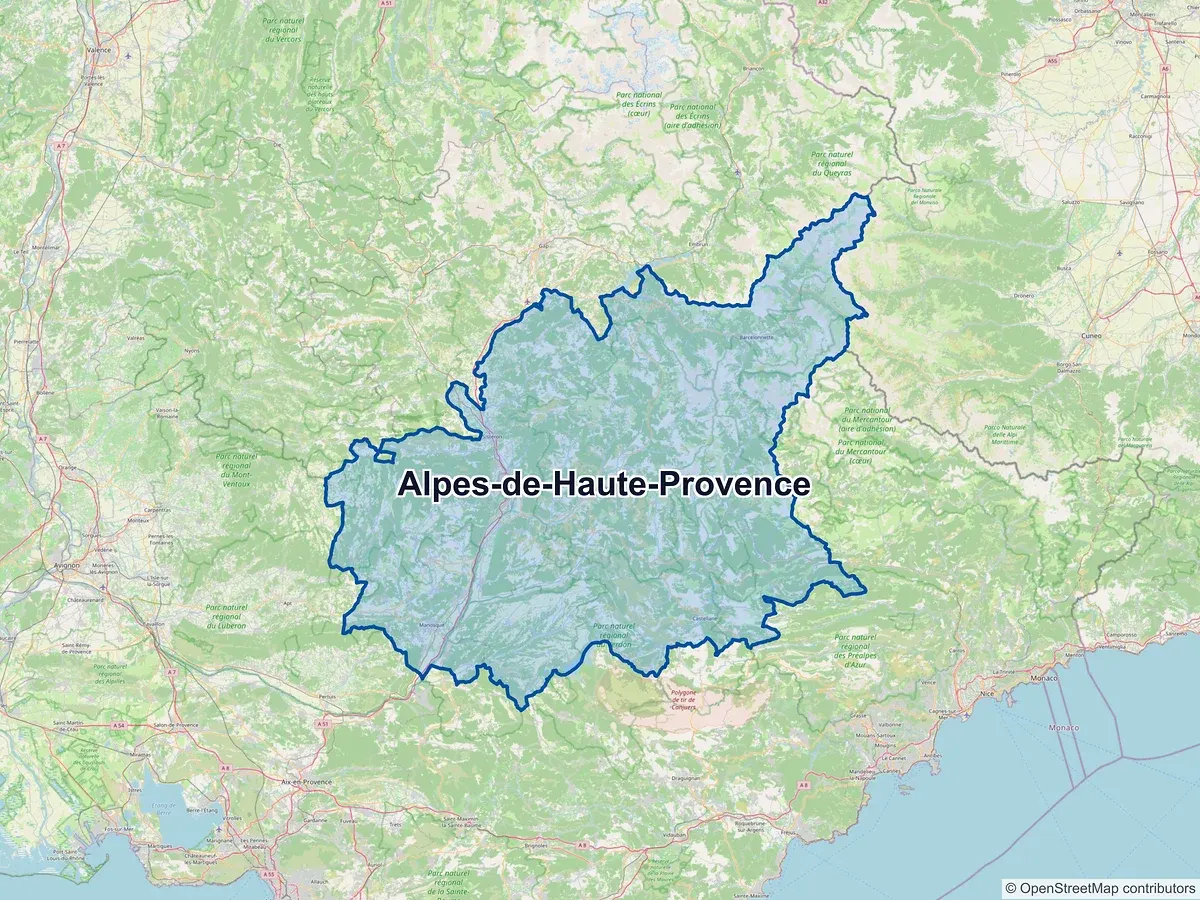 Carte des Alpes-de-Haute-Provence