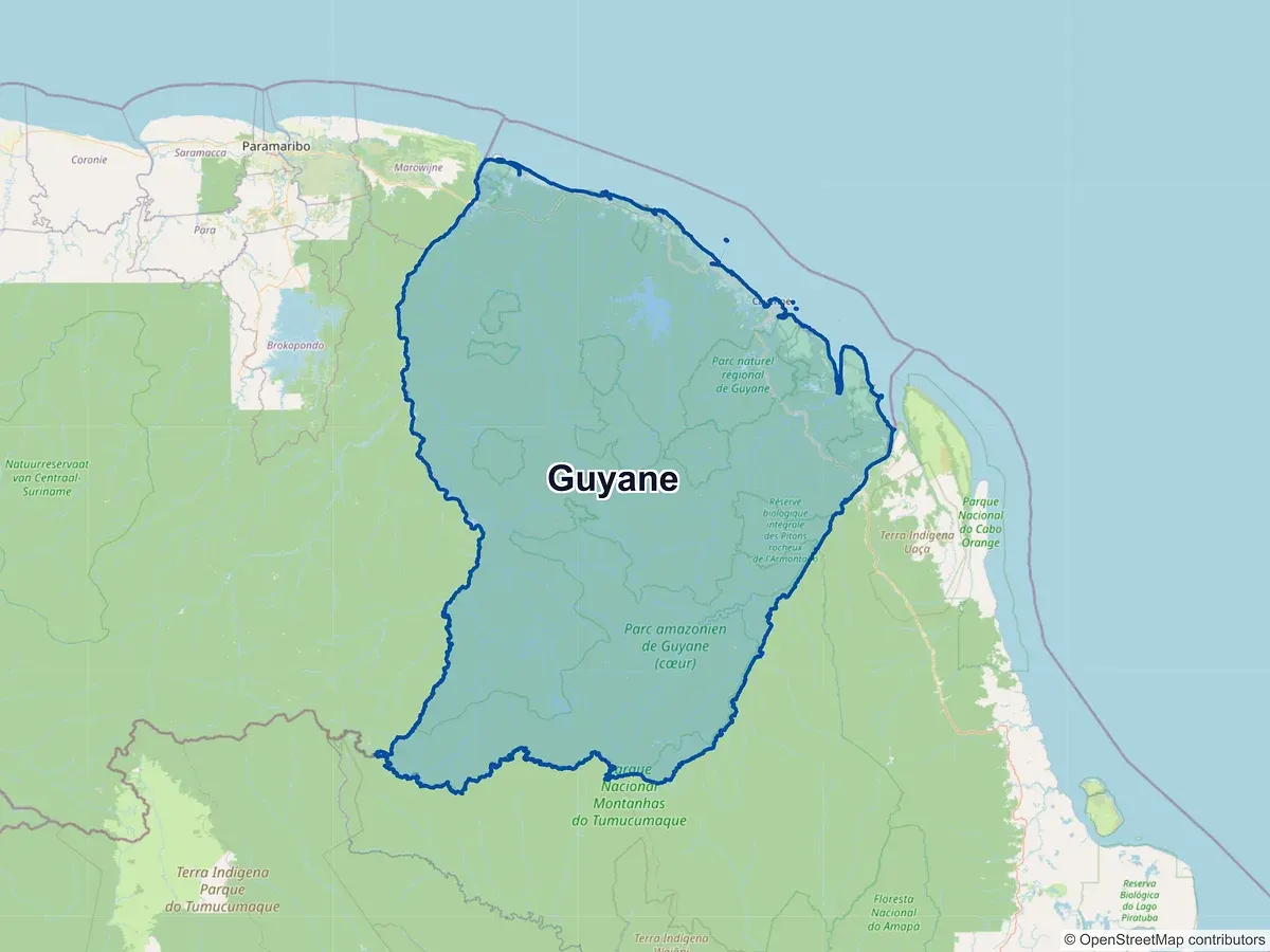 Carte de la Guyane