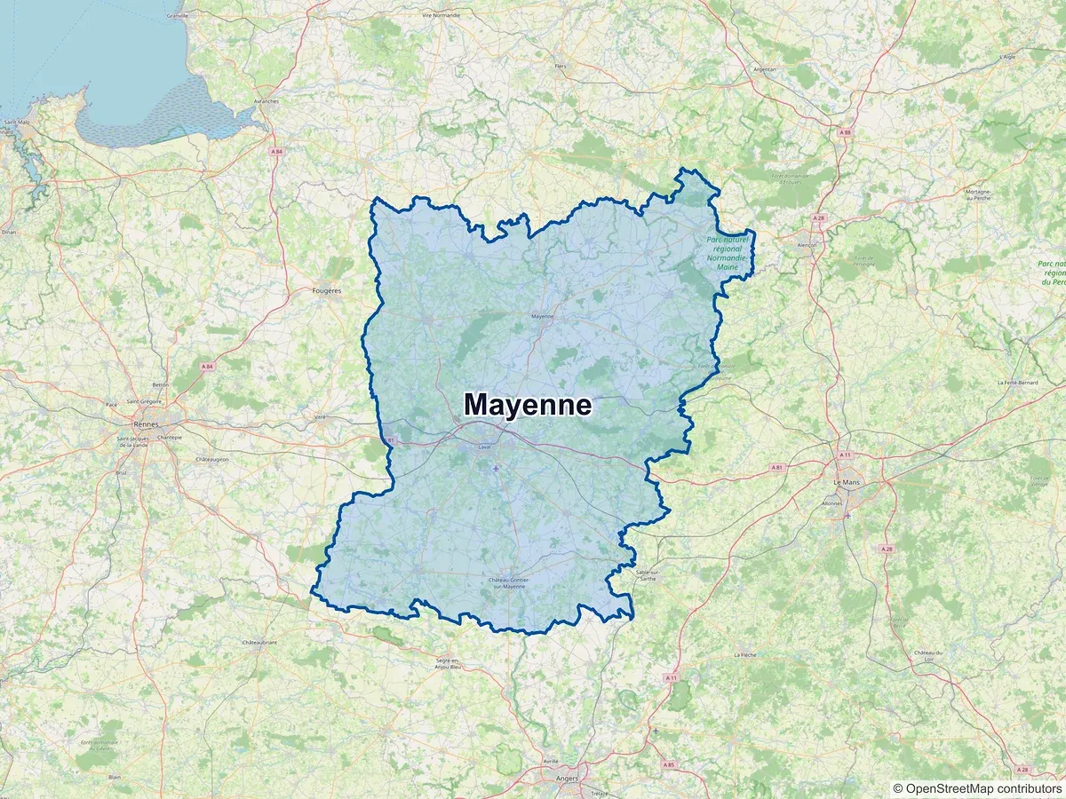Carte de la Mayenne