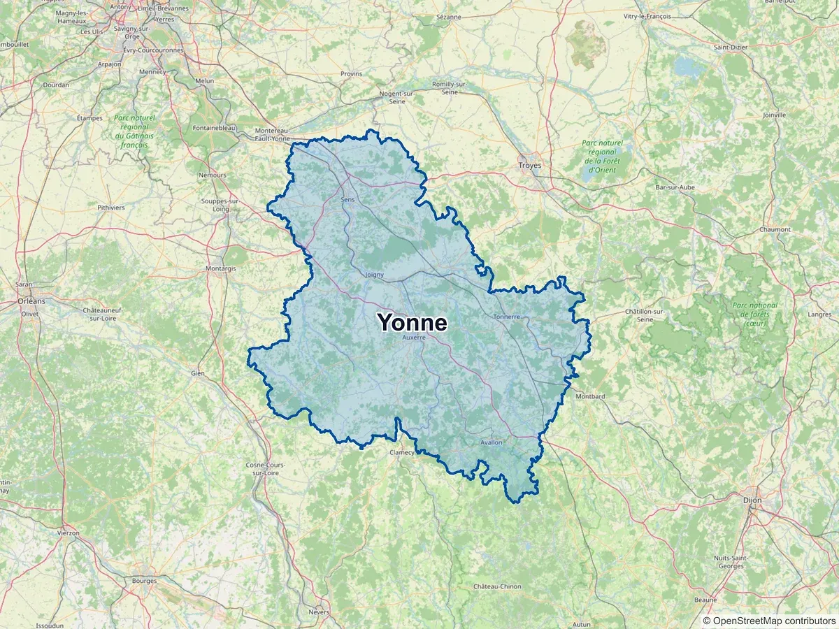 Carte de l'Yonne