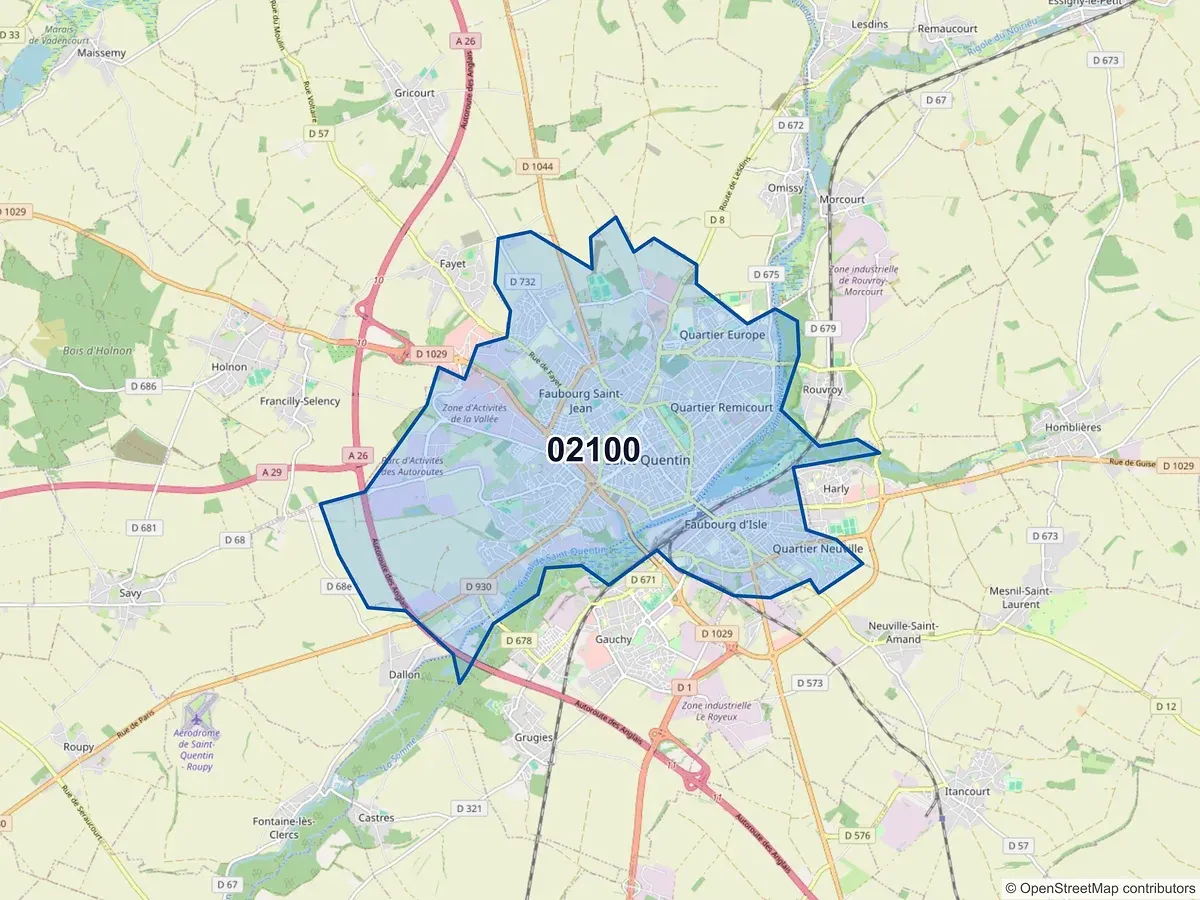 Carte du code postal 02100 (ESSIGNY LE PETIT)