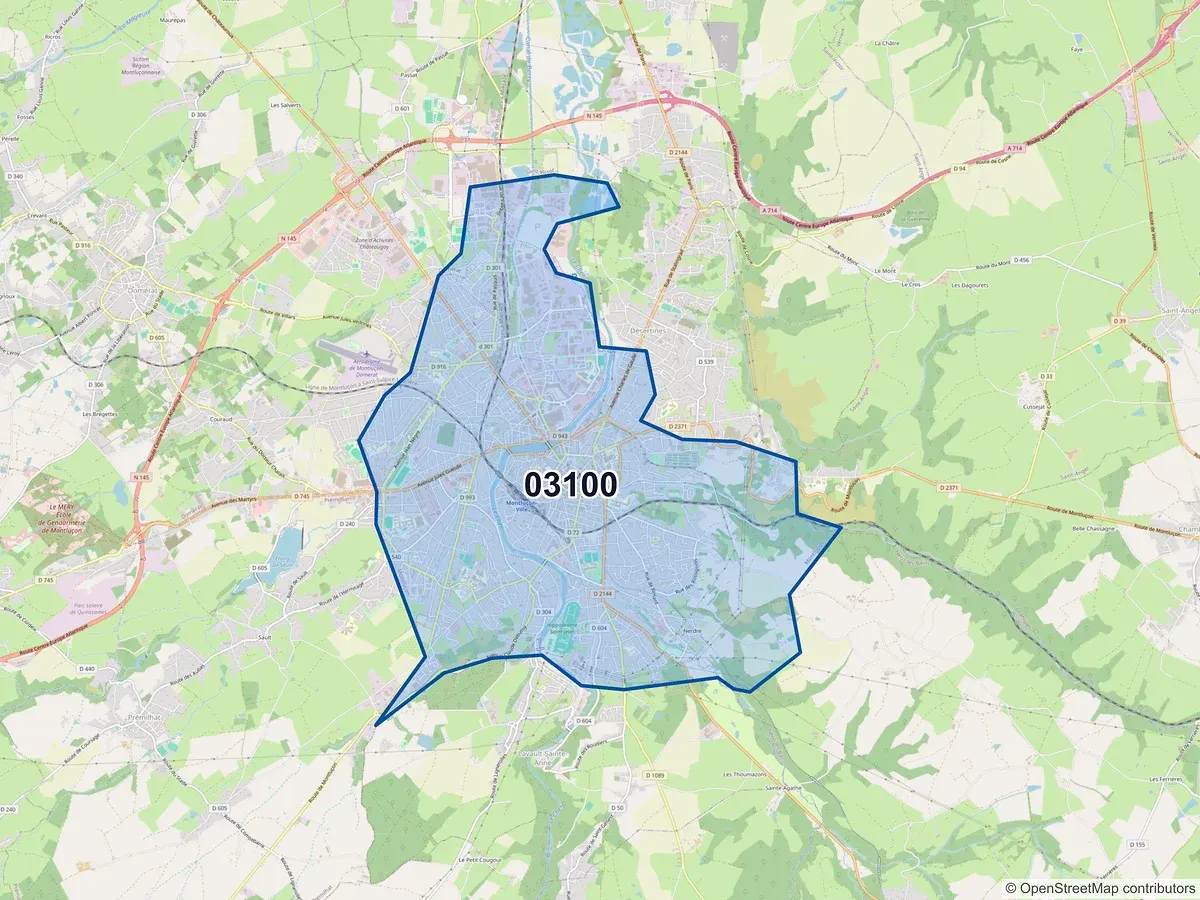 Carte du code postal 03100 (LAVAULT STE ANNE)