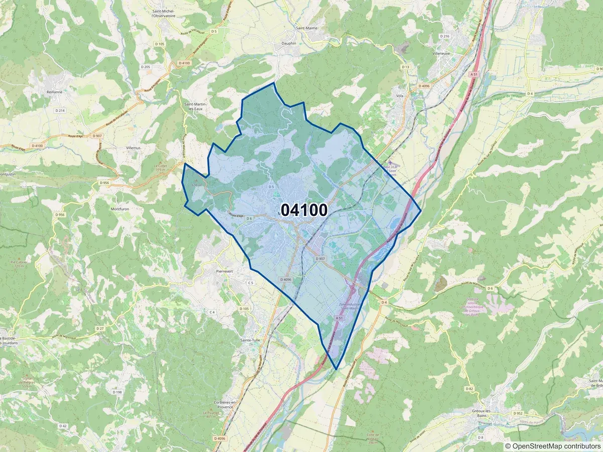 Carte du code postal 04100 (MANOSQUE)