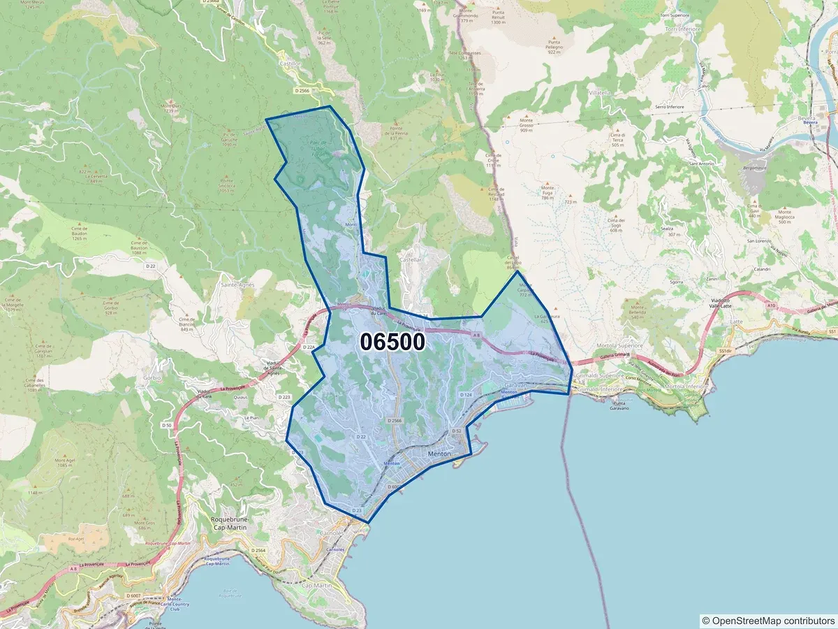 Carte du code postal 06500 (CASTELLAR)
