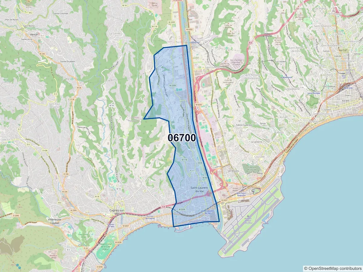 Carte du code postal 06700 (ST LAURENT DU VAR)