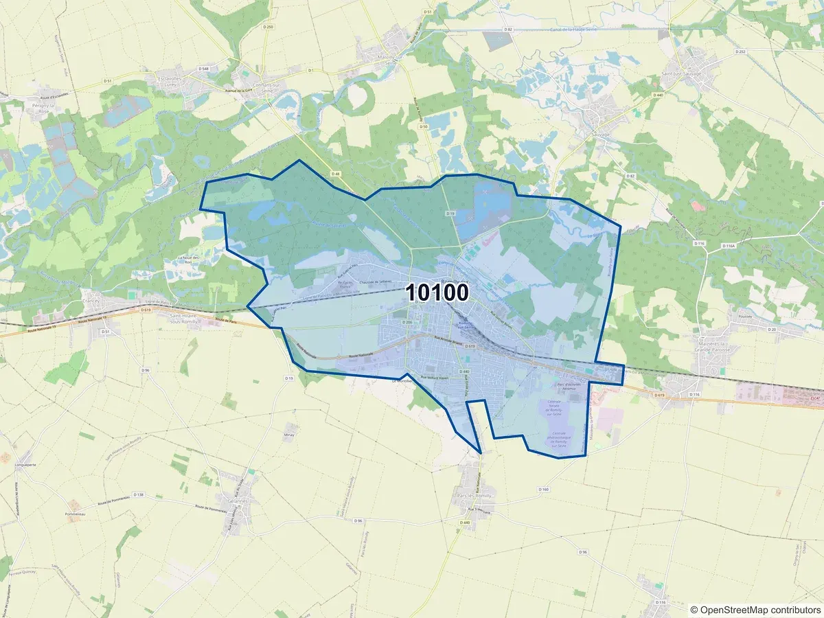 Carte du code postal 10100 (CRANCEY)
