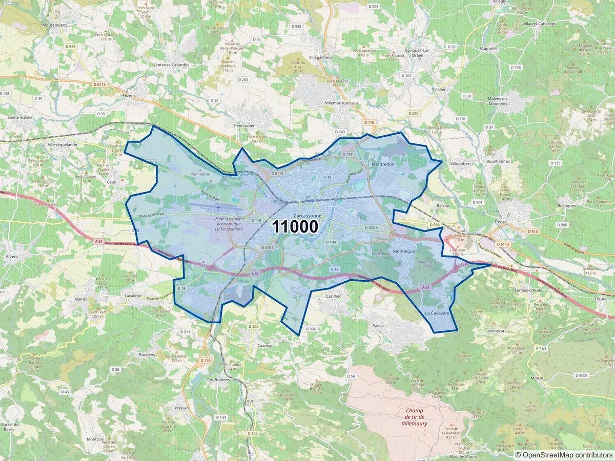 Carte du code postal 11000 (BERRIAC)