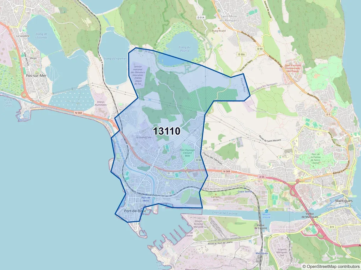 Carte du code postal 13110 (PORT DE BOUC)