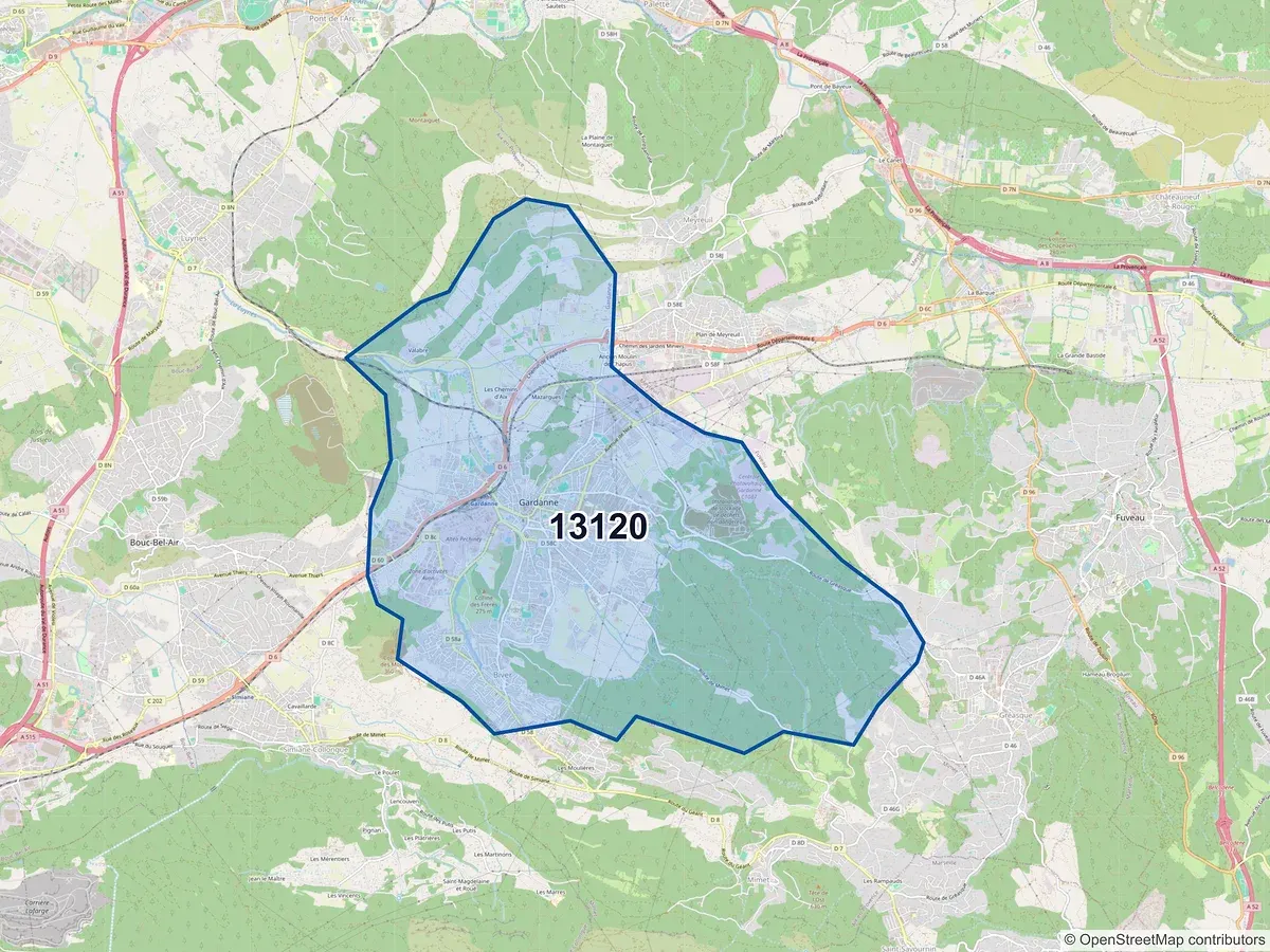 Carte du code postal 13120 (GARDANNE)