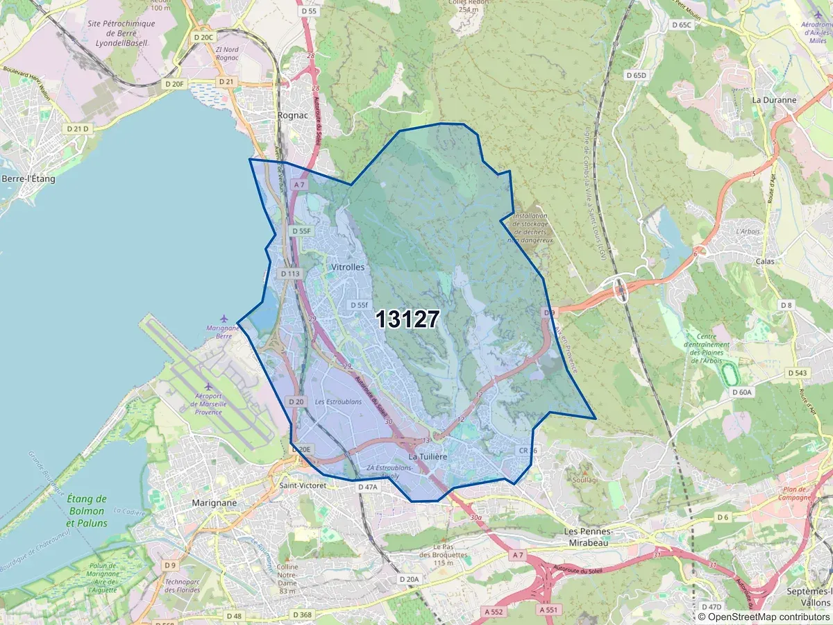 Carte du code postal 13127 (VITROLLES)