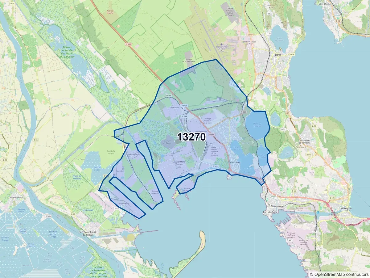 Carte du code postal 13270 (FOS SUR MER)