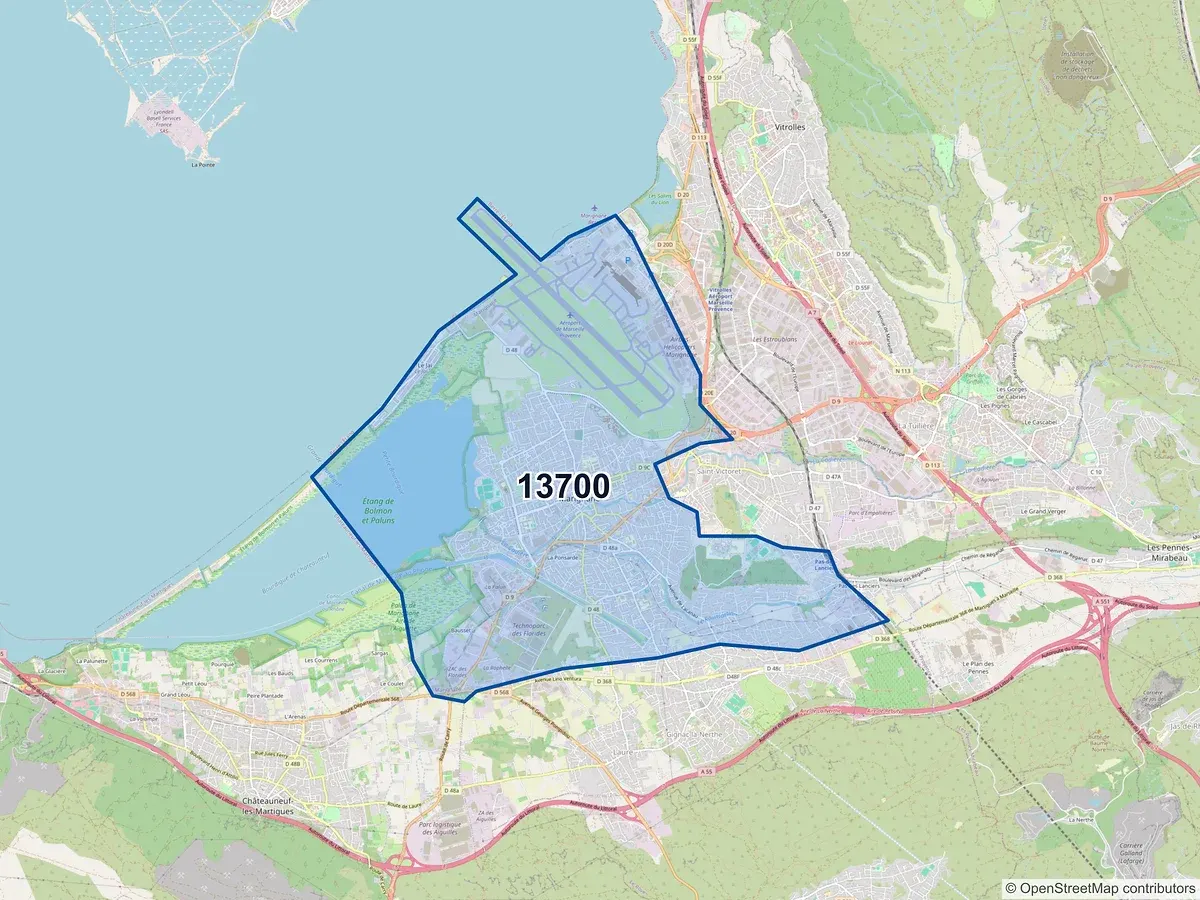 Carte du code postal 13700 (MARIGNANE)