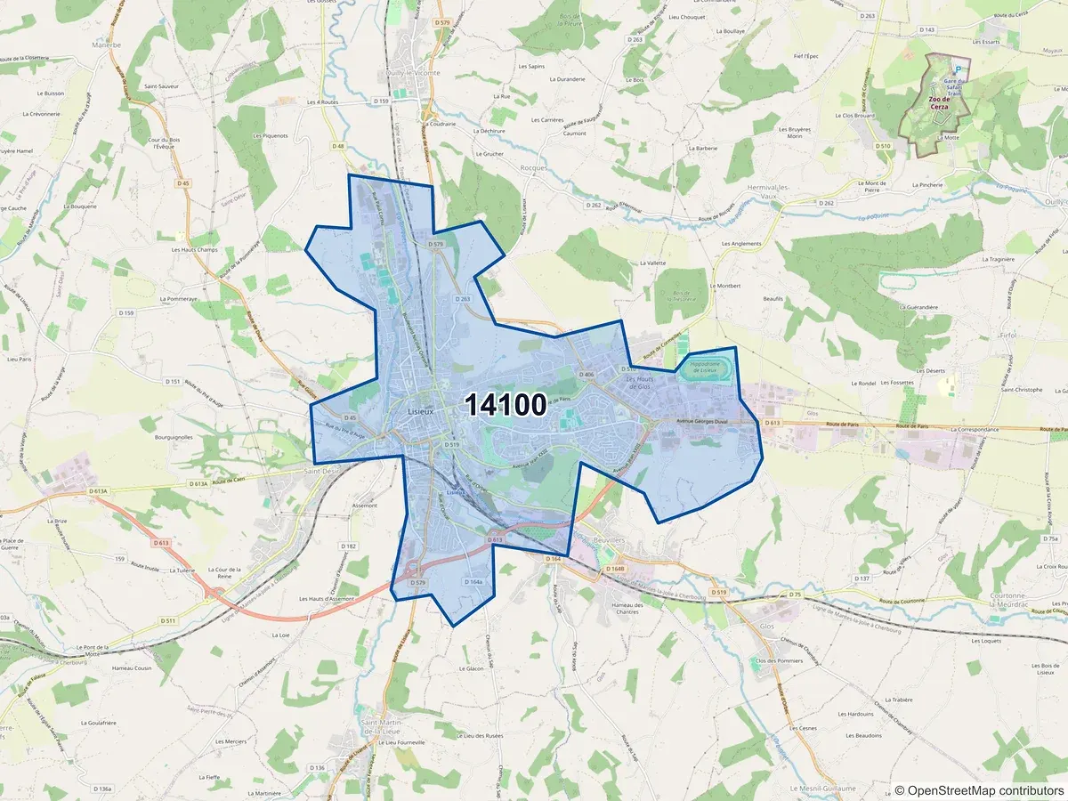 Carte du code postal 14100 (BEUVILLERS)