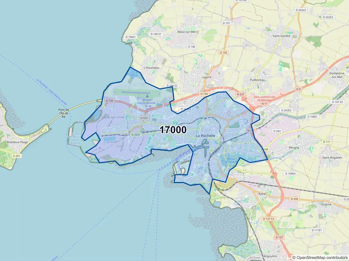 Carte du code postal 17000 (LA ROCHELLE)