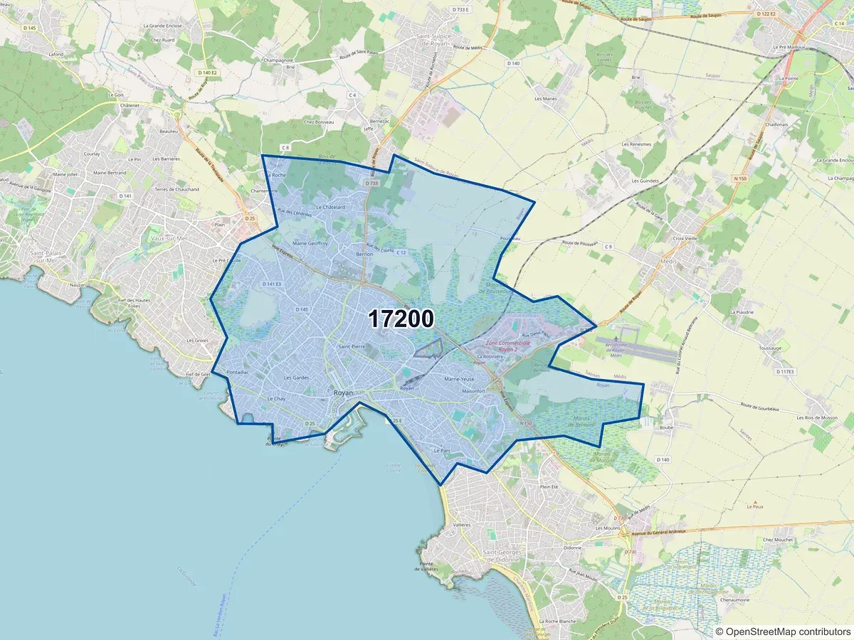 Carte du code postal 17200 (ROYAN)
