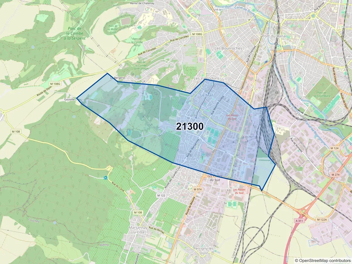 Carte du code postal 21300 (CHENOVE)