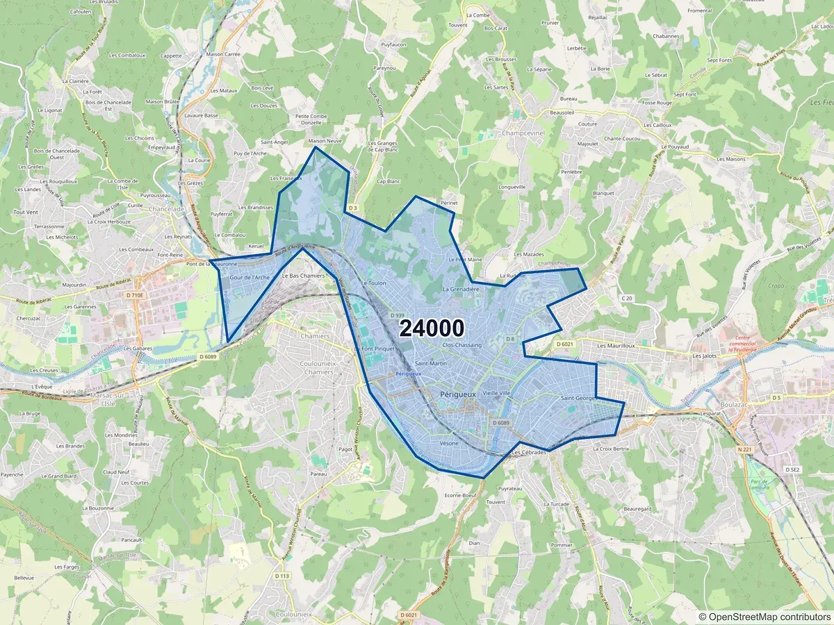 Carte du code postal 24000 (PERIGUEUX)