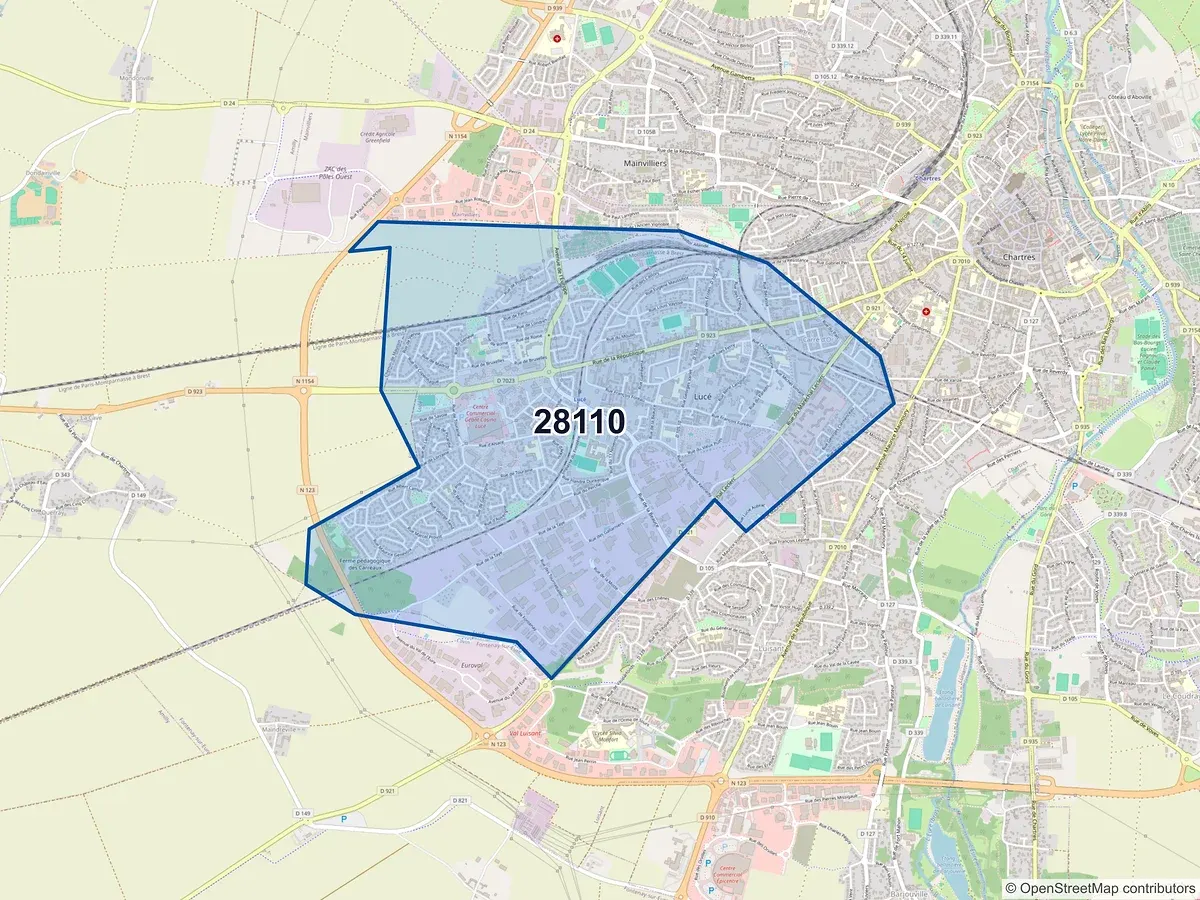 Carte du code postal 28110 (LUCE)