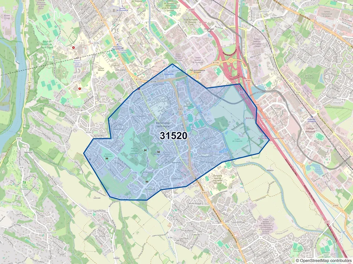 Carte du code postal 31520 (RAMONVILLE ST AGNE)