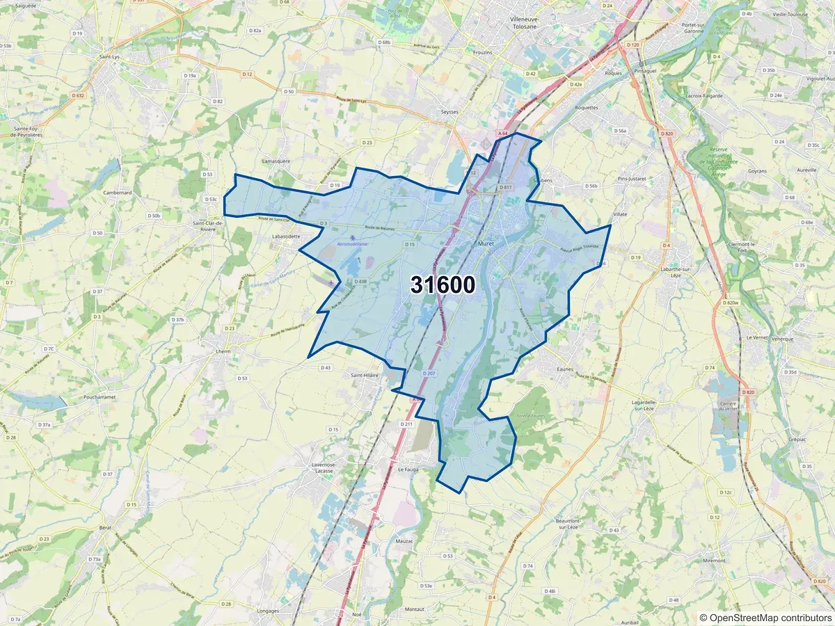 Carte du code postal 31600 (EAUNES)
