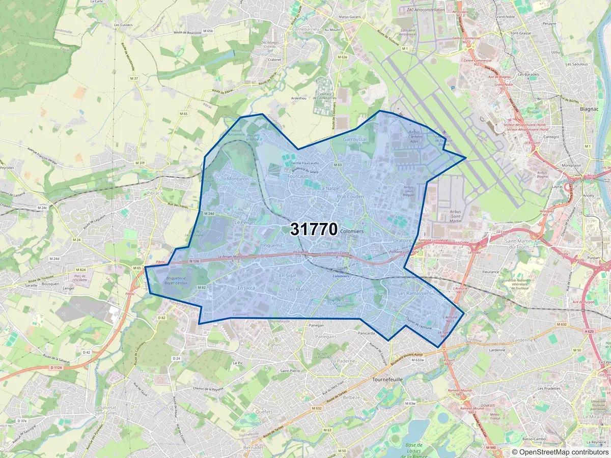 Carte du code postal 31770 (COLOMIERS)