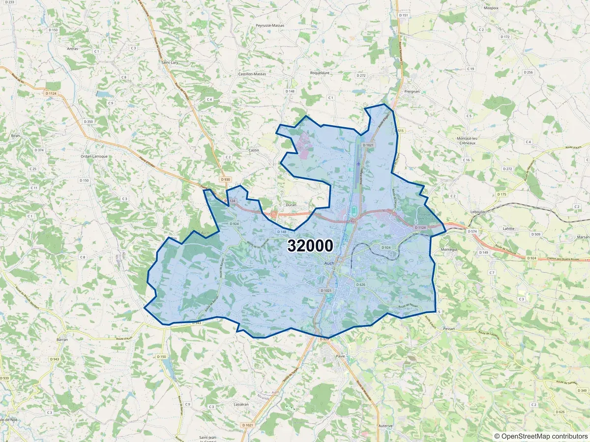 Carte du code postal 32000 (AUCH)