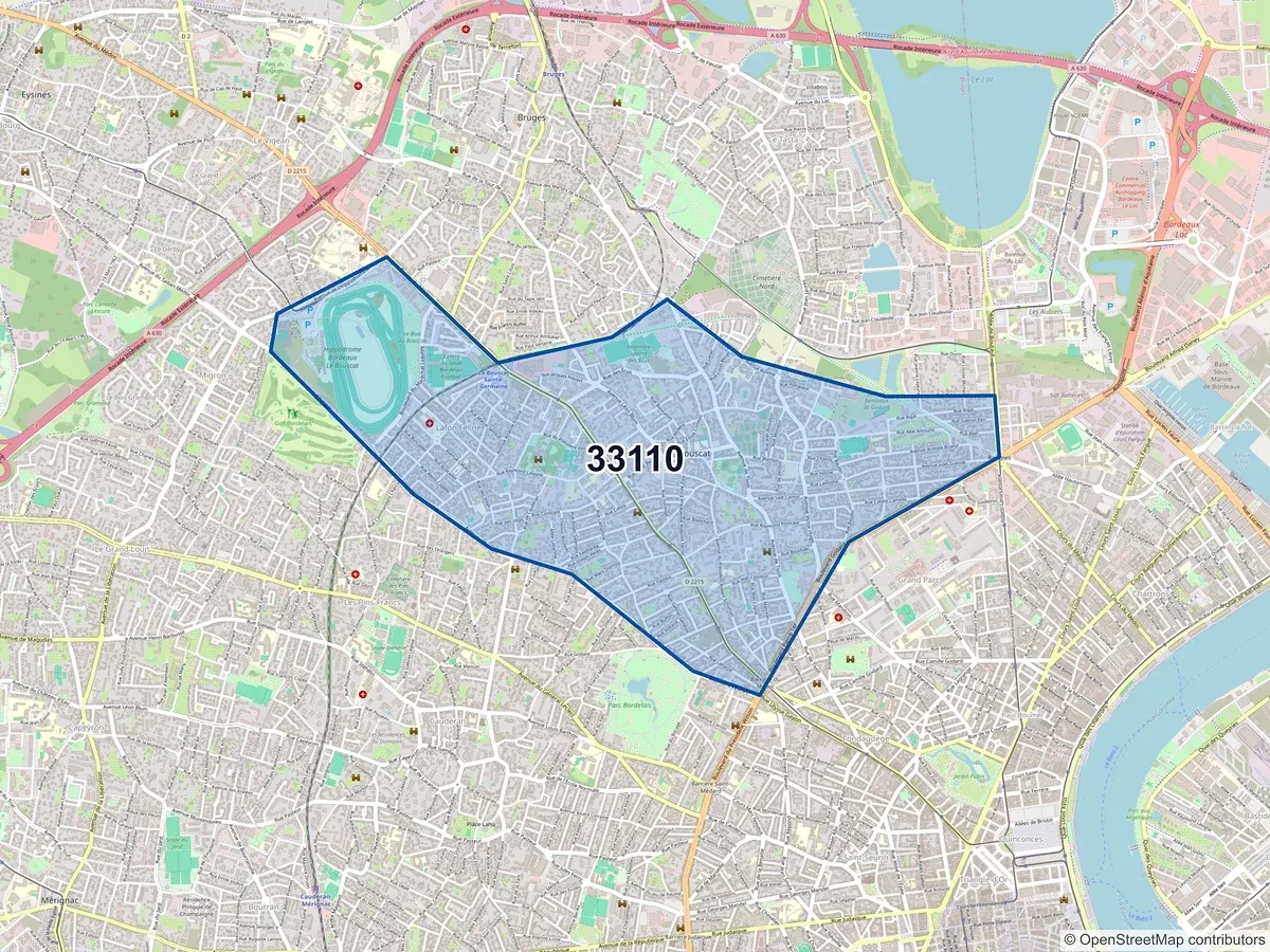 Carte du code postal 33110 (LE BOUSCAT)