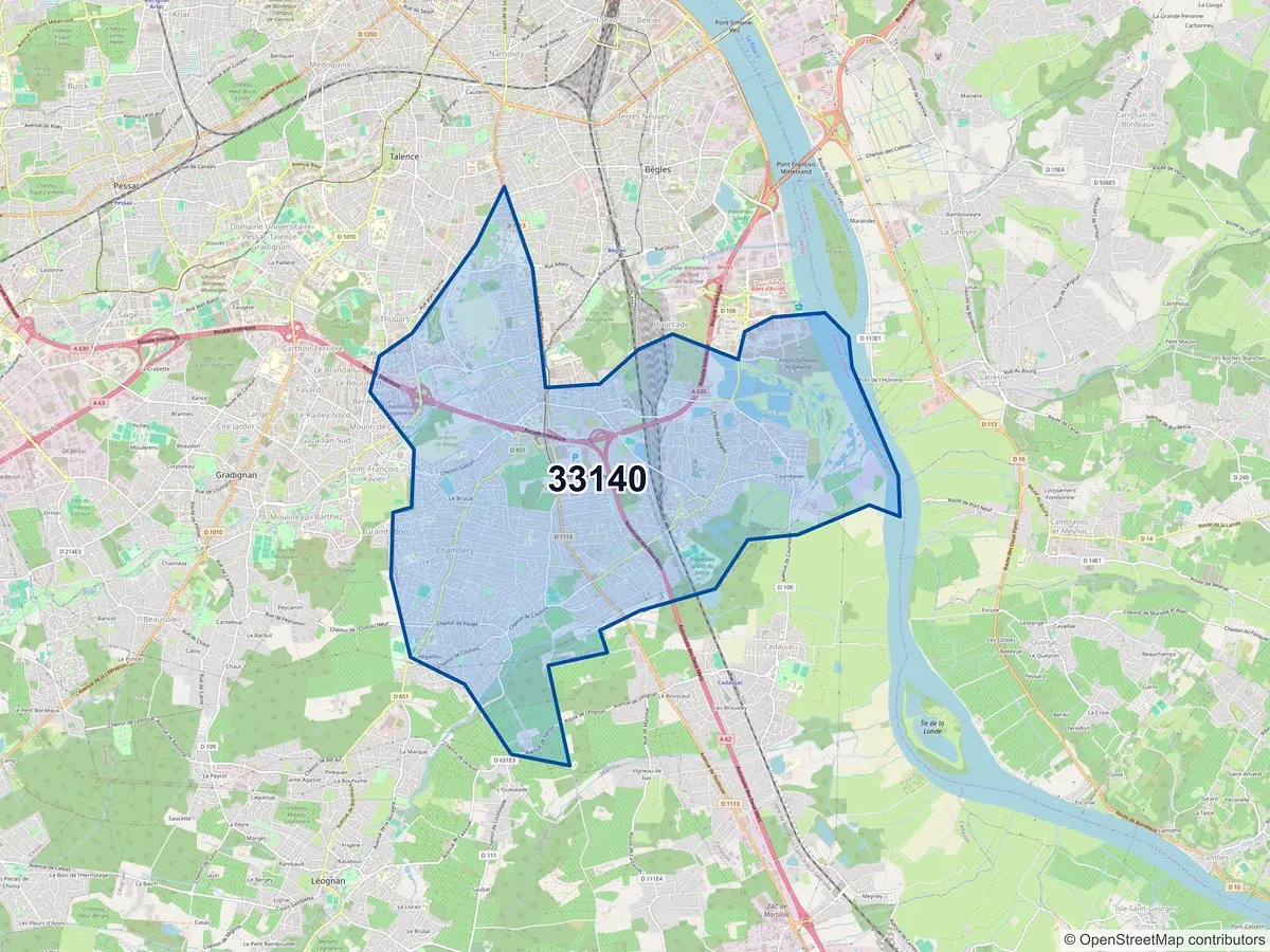 Carte du code postal 33140 (CADAUJAC)